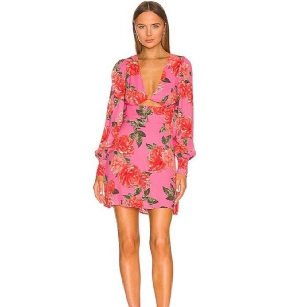 AFRM Castiel Mini Dress in Pink Bouquet XS